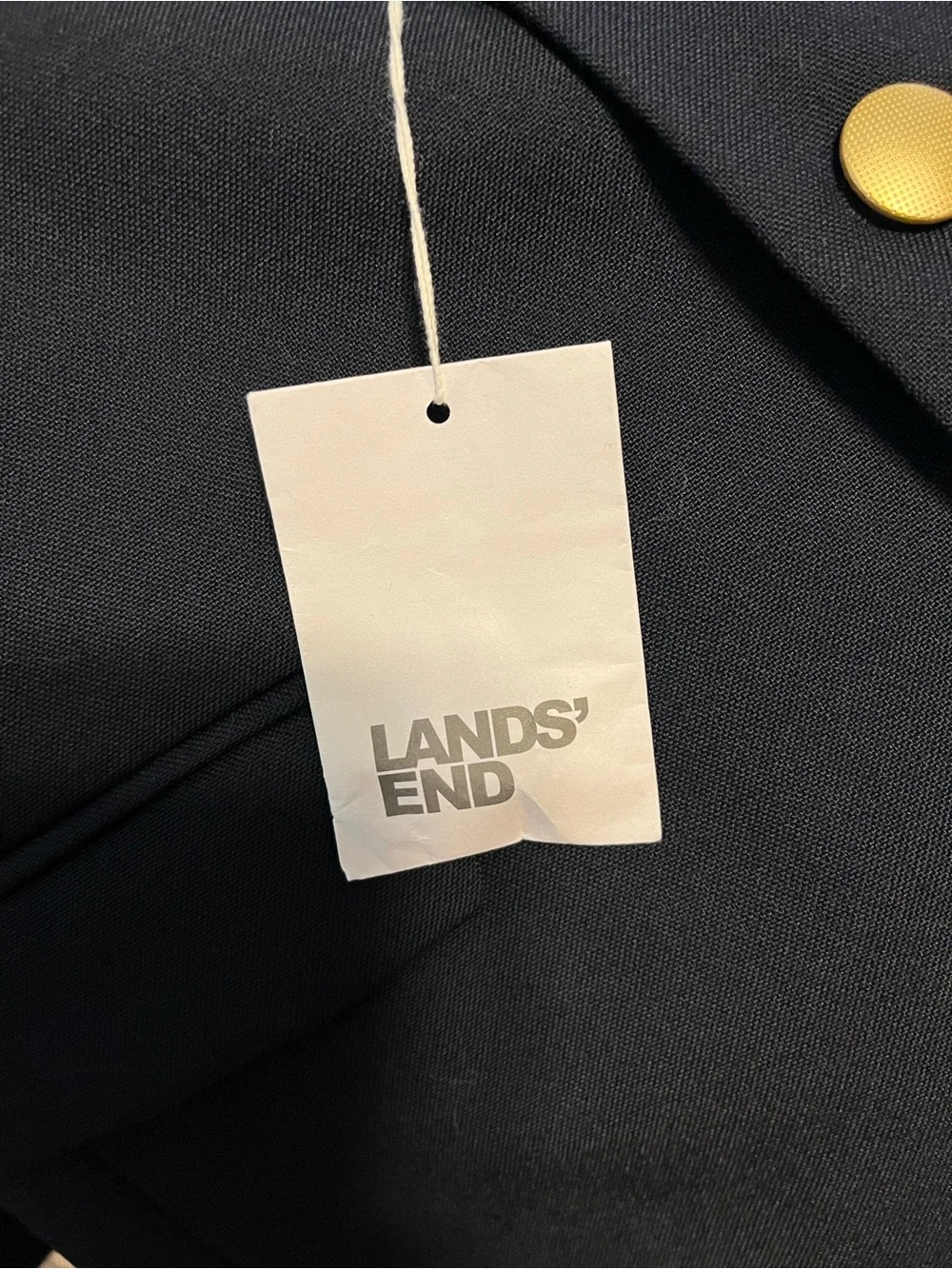 NWOT Lands' End Boys’ Sz 18 Deep Navy Hopsack Blazer with Gold Buttons